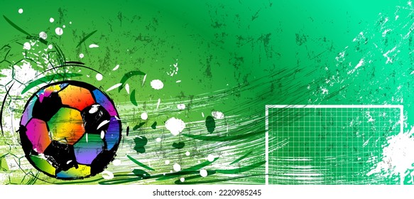 soccer or football, illustration for the great soccer event, with paint strokes and splashes, grungy mockup