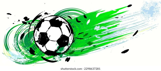 soccer, football, illustration with loops, paint strokes and splashes, grungy mockup, great soccer event