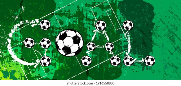 soccer, football, illustration with paint strokes and splashes, grungy mockup, great soccer event