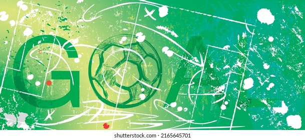 soccer, football, illustration with paint strokes and splashes, grungy mockup, great soccer event