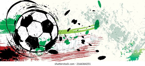 soccer, football, illustration with paint strokes and splashes, grungy mockup, great soccer event