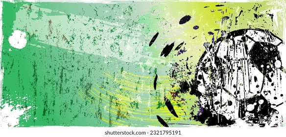 soccer, football, illustration with paint strokes and splashes, grungy mockup, great soccer event, free copy space