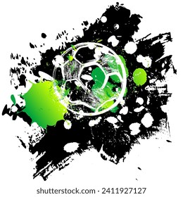 soccer, football, illustration with paint strokes and splashes, grungy mockup, great soccer event, design template