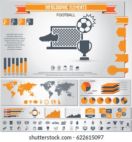 Soccer, football infographics elements and icons set