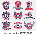 Soccer football logo, emblem collections, designs templates on a light background.