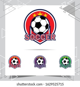 Soccer football logo, emblem designs templates on a light background.For Tournament Champion League Sport Logo