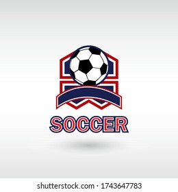 Soccer football logo, emblem designs templates on a light background.For Tournament Champion League Sport Logo
