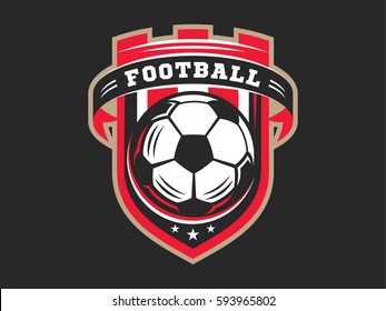 Soccer football logo, emblem designs templates on a dark background.