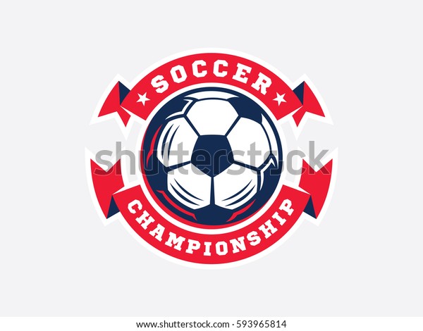 明るい背景にサッカーのロゴ エンブレムデザインテンプレート のベクター画像素材 ロイヤリティフリー