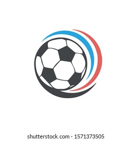 Soccer football logo icon with swoosh design.