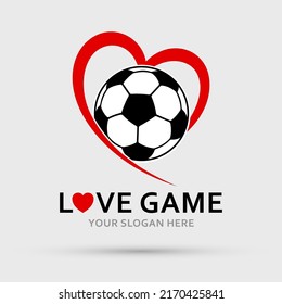 Soccer Football Logo. Love game. Heart and Ball. Vector illustration