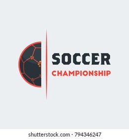 Soccer Football Logo Template. Modern Sport Ball Emblem with Half Ball Design on a Light Background