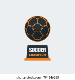 Soccer Football Logo Template. Modern Sport Ball Emblem Trophy Design on a Light Background