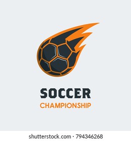 Soccer Football Logo Template. Modern Sport Ball Emblem with Swoosh Effect on a Light Background