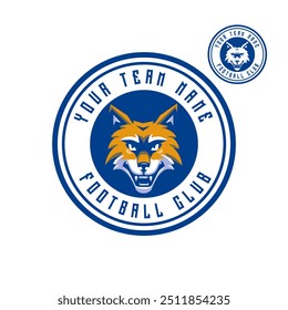 Soccer football logo with wolf as mascot