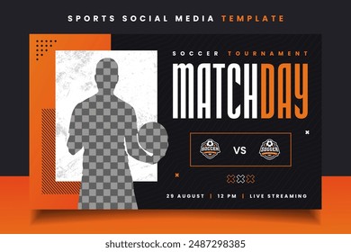 Soccer or Football Match Day Banner Flyer Social Media Template for Sports Tournament