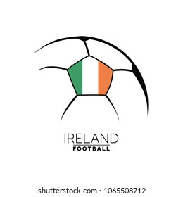 Soccer football minimal design with Ireland flag