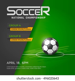 Soccer or football national championship banner or poster template. Vector illustration