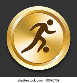 Soccer (football) on Golden Internet Button Original Illustration