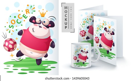 Soccer, football panda - mockup for your idea. Vector eps 10