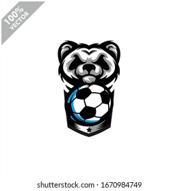 Soccer football Panda team logo design. Scalable and editable vector.