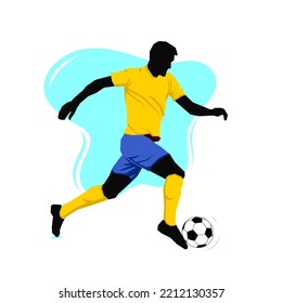 Soccer football player in action vector illustration sketch hand drawn with liquid shapes in background