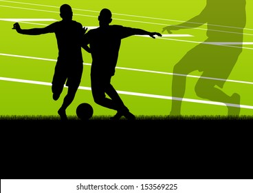 Soccer football player active sport silhouette vector background illustration