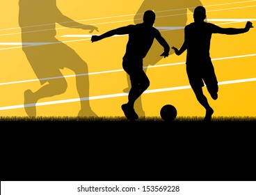 Soccer football player active sport silhouette vector background illustration