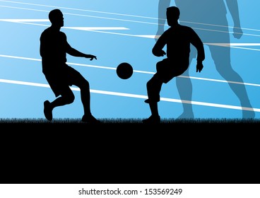 Soccer football player active sport silhouette vector background illustration