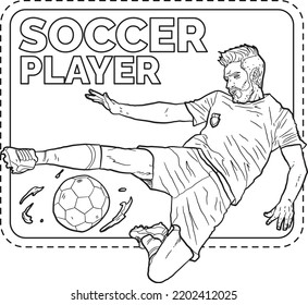 Soccer Football Player Artline Occupations Career Jobs Vector Illustration For Kids Coloring Book