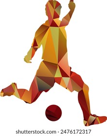 Fútbol jugador de fútbol atleta deporte de acción con bola ilustración Vector 