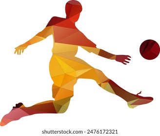 Fútbol jugador de fútbol atleta deporte de acción con bola ilustración Vector 