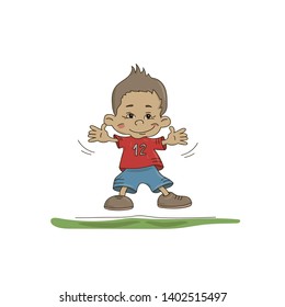 Soccer football player cartoon character, isolated on white background, vector illustration.