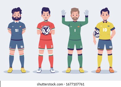 soccer or football player flat character 