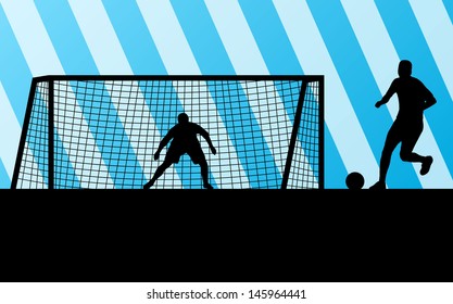 Soccer football player goalkeeper silhouette vector background