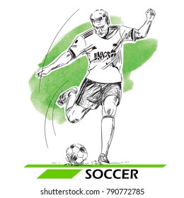 Soccer, football player illustration. Vector image isolated on white. 