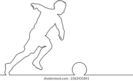 A soccer football player line design with silhouette outline of a footballer