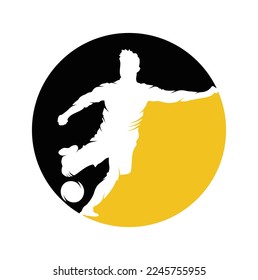 Soccer and Football Player logo design. Dribbling ball logo vector icon design.