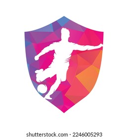 Soccer and Football Player logo design. Dribbling ball logo vector icon design.