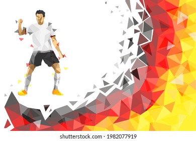 soccer football player low-poly style concept with Germany Flag Black Red and Yellow color gradient. vector illustration 
