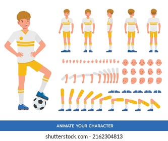 Soccer and football player man character vector design.  Create your own pose.