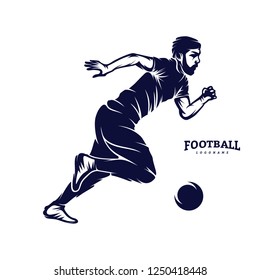 Soccer and Football Player Man logo vector. Silhouette