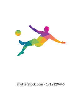 Soccer and Football Player Man Logo Vector Design.