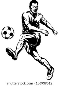 Soccer football player in motion. Vector illustration