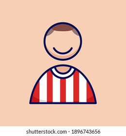 Soccer football player people icon simple and minimalist in cartoon outlined graphic vector illustration style