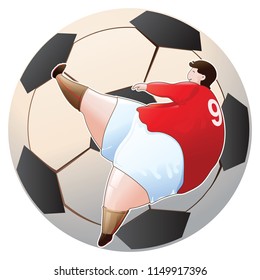 Soccer or football player shoot ball. Vector illustration Sports concept cartoon design character.