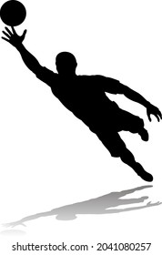 Ein Fußballspieler oder Fußballspieler in Silhouette 