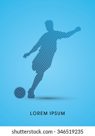 Soccer, football, player silhouette, designed using line circle graphic vector.