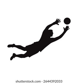 Ícone da Silhueta do Jogador de Futebol Americano.
Jogador de futebol chuta a bola, tiro na cabeça, chute no dublê, celebração de ilustração vetorial.