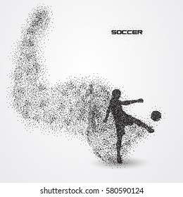 soccer football player of a silhouette from particle